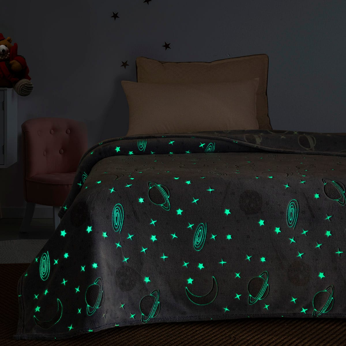 Beauty Home Κουβέρτα μονή φωσφορίζουσα Flash Art 6250 160x220 Γαλάζιο
