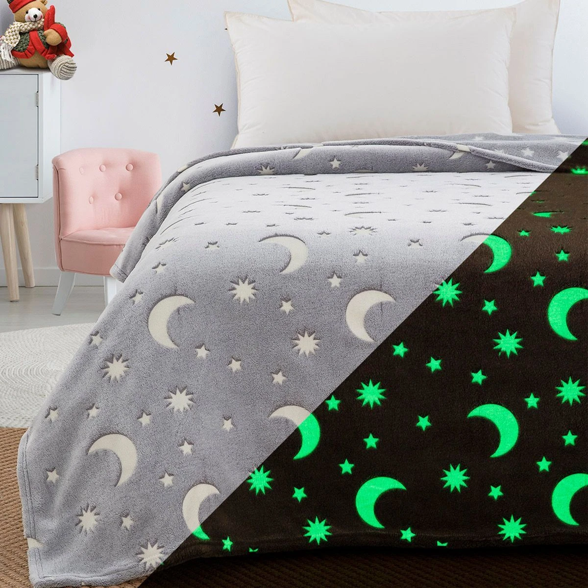 Beauty Home Κουβέρτα μονή φωσφορίζουσα Flash Art 6258 160x220 Γκρι