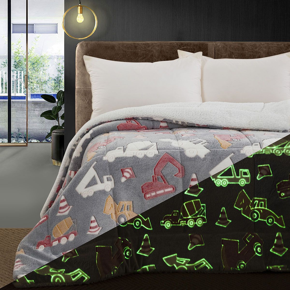 6269_b Beauty Home Κουβερτοπάπλωμα μονό φωσφοριζέ Glow Art 6269 160x220 Γκρι
