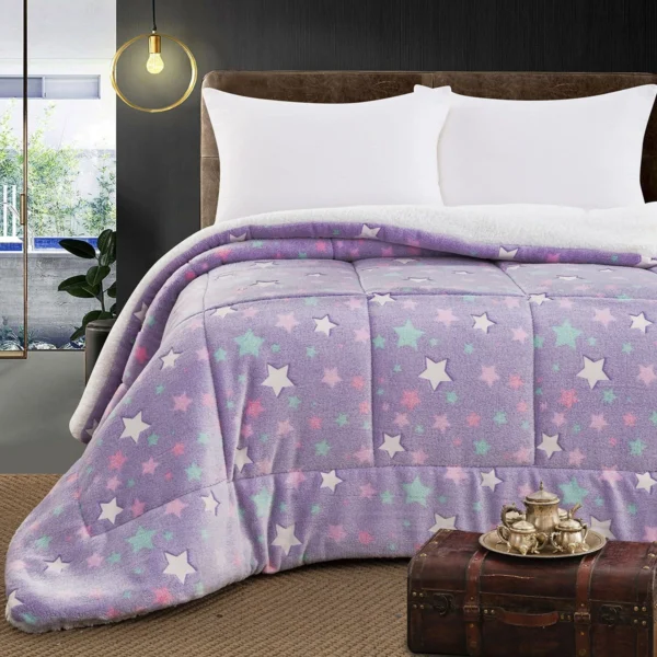Beauty Home Κουβερτοπάπλωμα μονό φωσφοριζέ Glow Art 6273 160x220 Λιλά