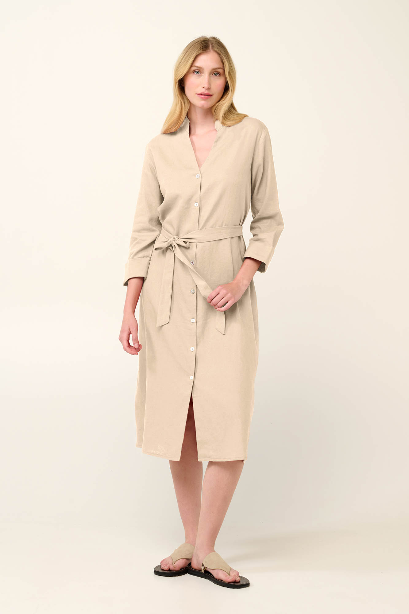 6_0134403911 Κουμπωτό Καλοκαιρινό Φόρεμα με Μανίκι