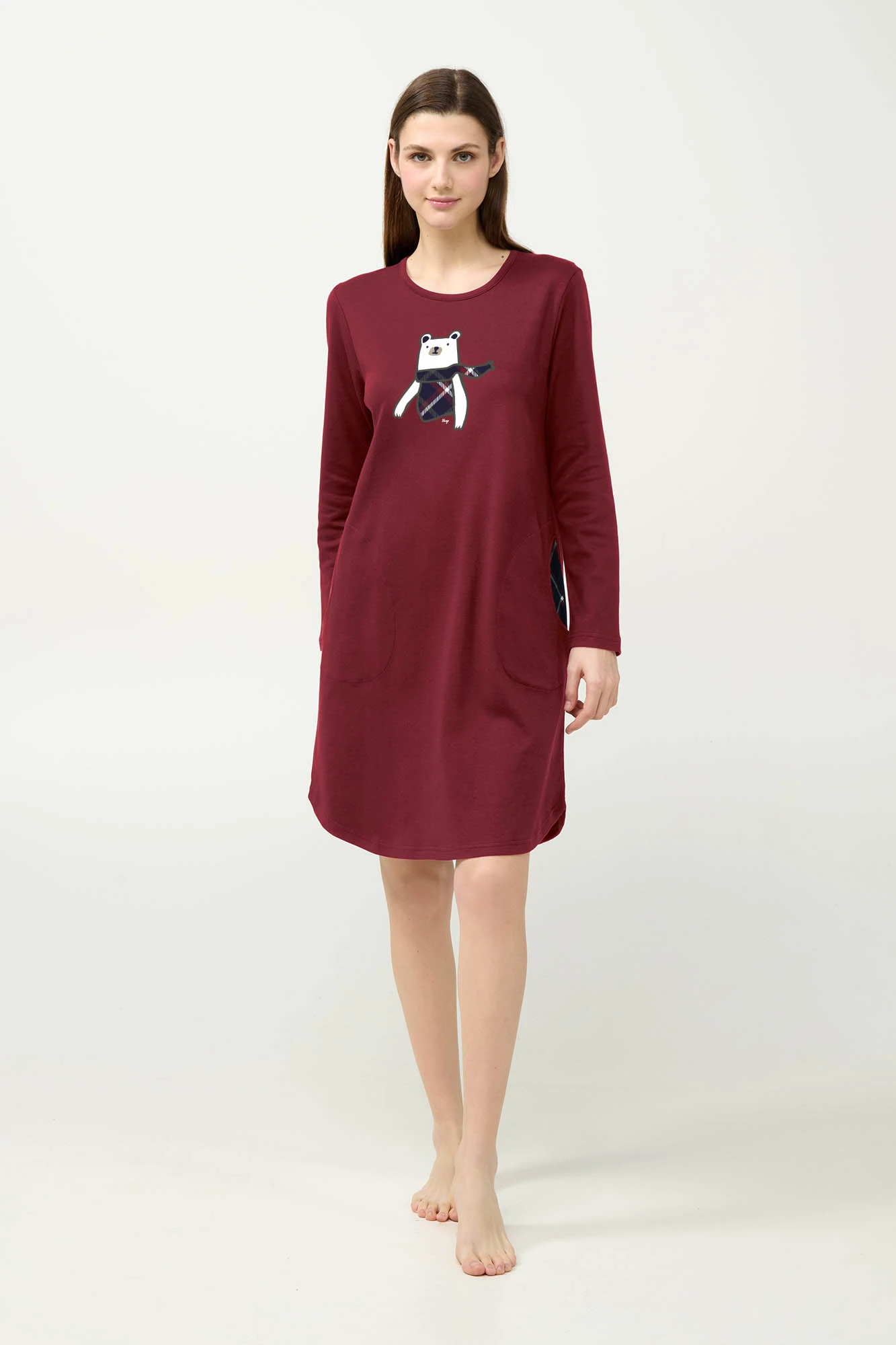 6_0863198006 Βαμβακερό Νυχτικό με Τσέπες