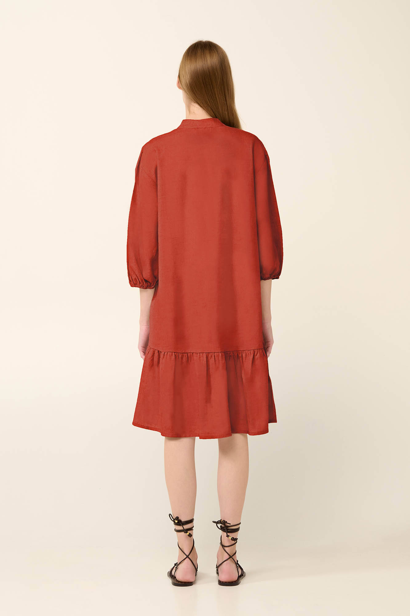 Μονόχρωμο Καλοκαιρινό Φόρεμα με Κουμπιά