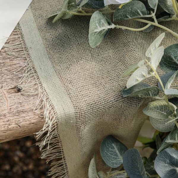 Beauty Home Ράννερ με ξέφτια – Λαδί 30cm x 3m