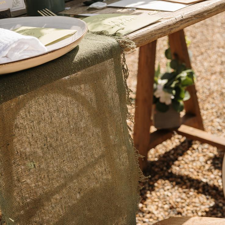 Beauty Home Ράννερ με ξέφτια – Λαδί 30cm x 3m