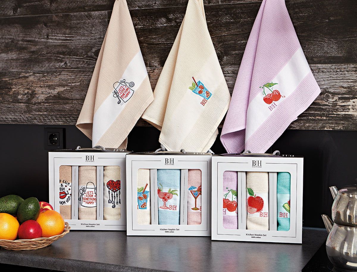 Beauty Home Ποτηρόπανα σετ 3τμχ Cook Art 8286 40x60 Μπεζ