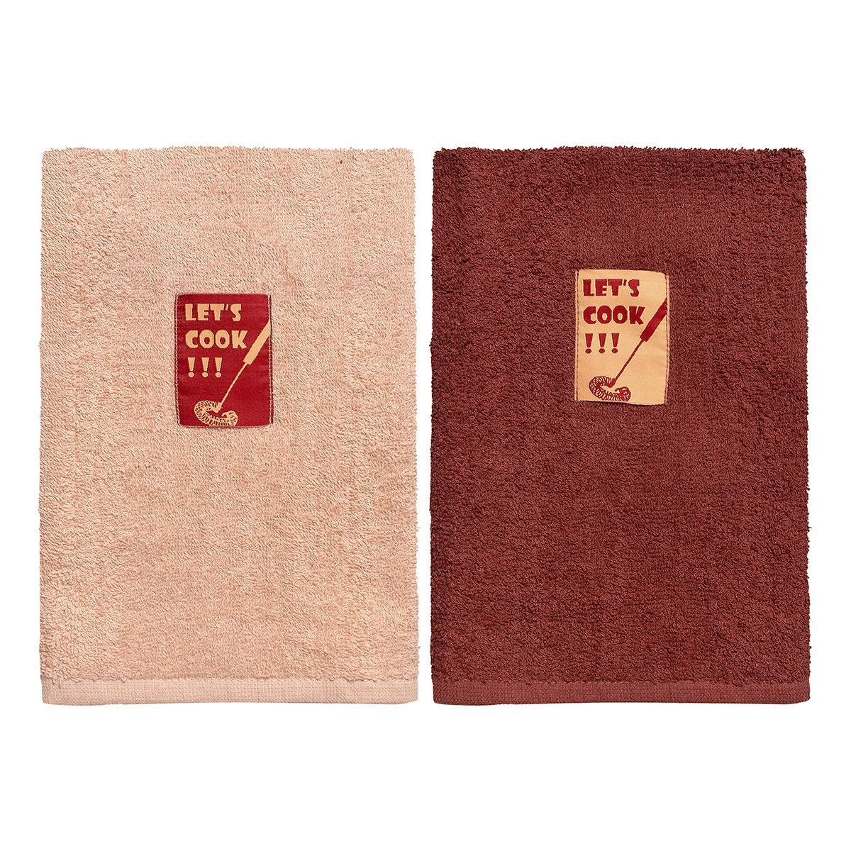 Beauty Home Ποτηρόπανα σετ 2τμχ Art 8289 40x60 Μπεζ,Μόκα