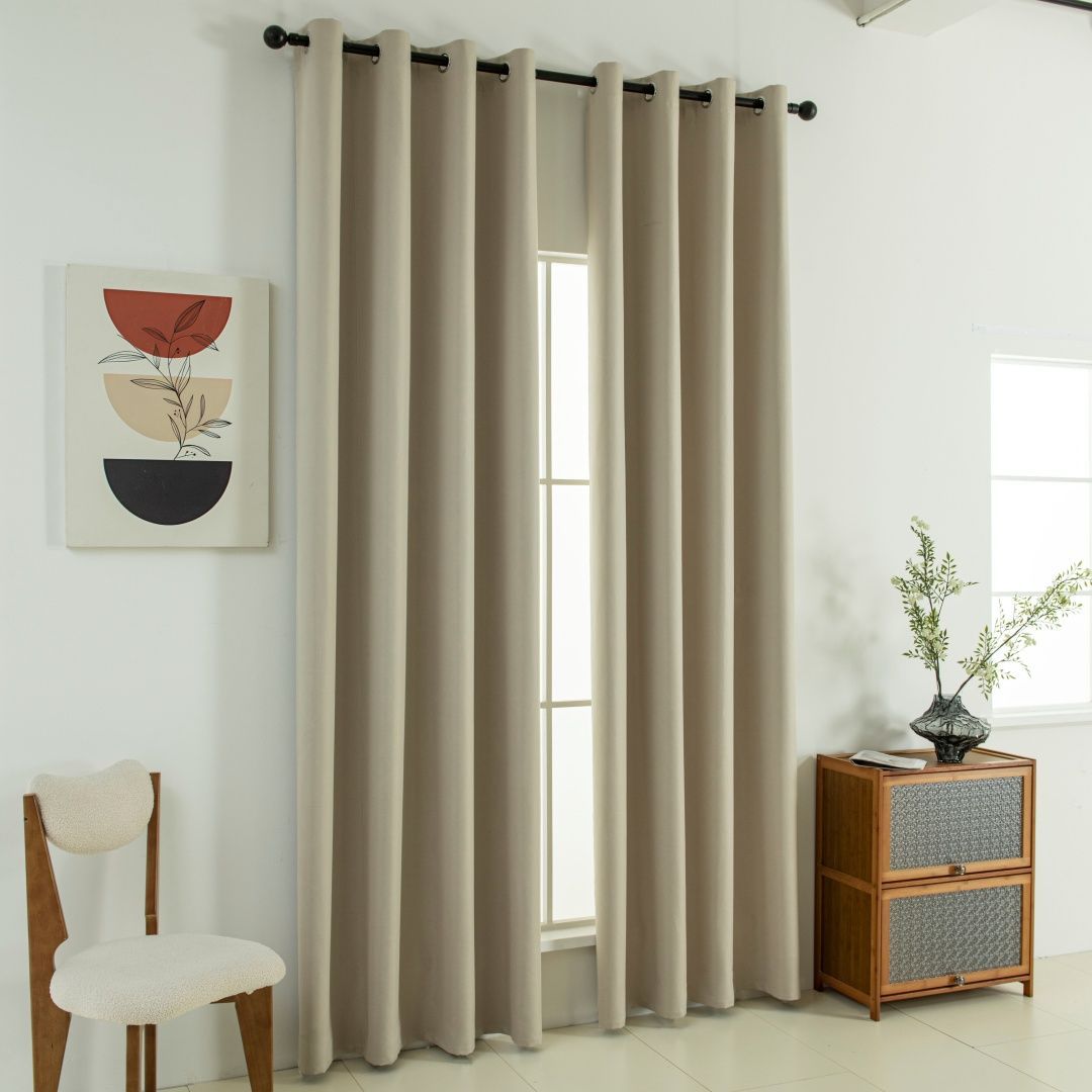 8391_beige_1 Beauty Home Κουρτίνα Full Blackout σκίασης με 8 κρίκους Soft Art 8391 Beige 140x270 Άμμου