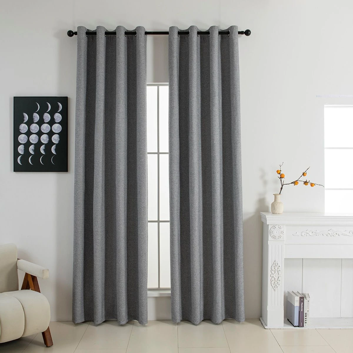 Beauty Home Κουρτίνα Full Blackout σκίασης με 8 κρίκους Elite Art 8392 Grey-Νο7 140x270 Σκούρο Γκρι