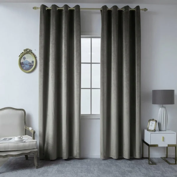 Beauty Home Κουρτίνα βελούδο σκίασης με 8 μεταλλικούς κρίκους Art 8399 140x270 Βιζόν