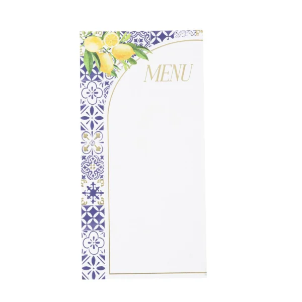 Beauty Home 10 Κάρτες χάρτινες menu με θέμα “Dolce Vita” – Μπλε, Λευκό και Χρυσό 10 x 20 cm