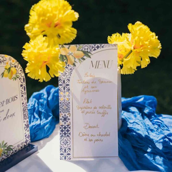 Beauty Home 10 Κάρτες χάρτινες menu με θέμα “Dolce Vita” – Μπλε, Λευκό και Χρυσό 10 x 20 cm