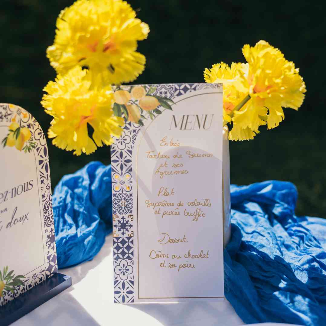 Beauty Home 10 Κάρτες χάρτινες menu με θέμα “Dolce Vita” – Μπλε, Λευκό και Χρυσό 10 x 20 cm