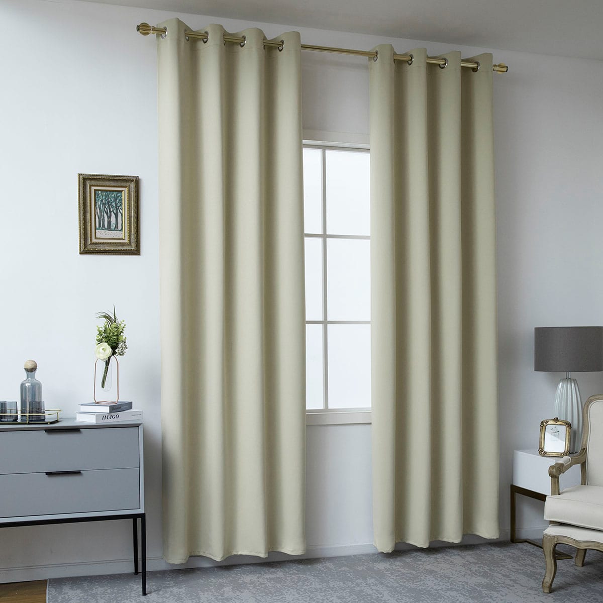 Beauty Home Κουρτίνα Blackout σκίασης με 8 κρίκους Ideal Art 8400 140x270 Μπεζ
