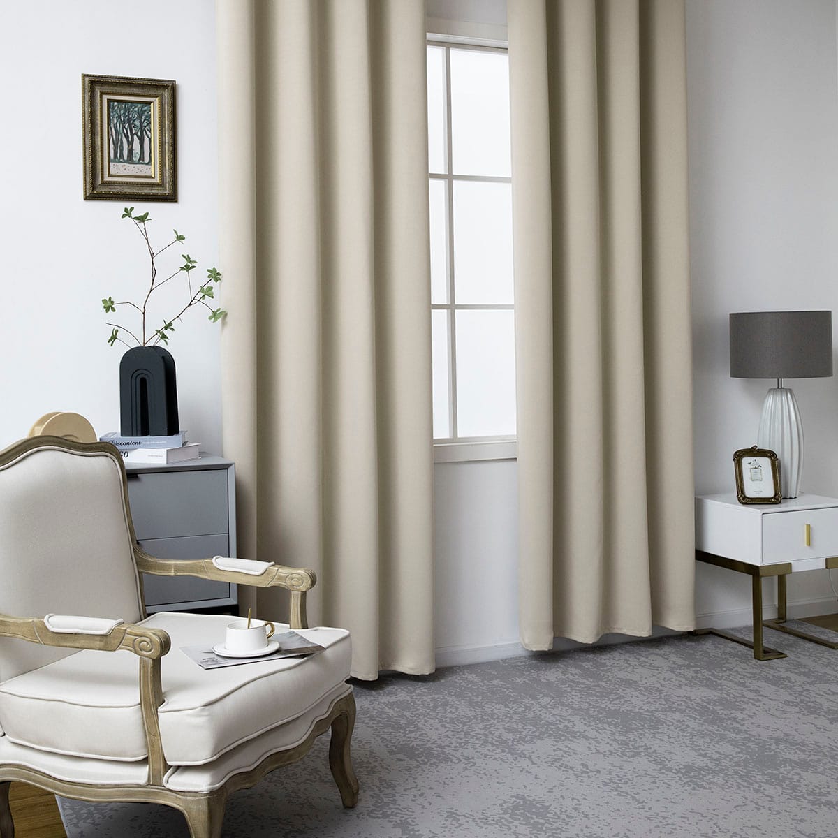 Beauty Home Κουρτίνα Blackout σκίασης με 8 κρίκους Ideal Art 8400 140x270 Άμμου