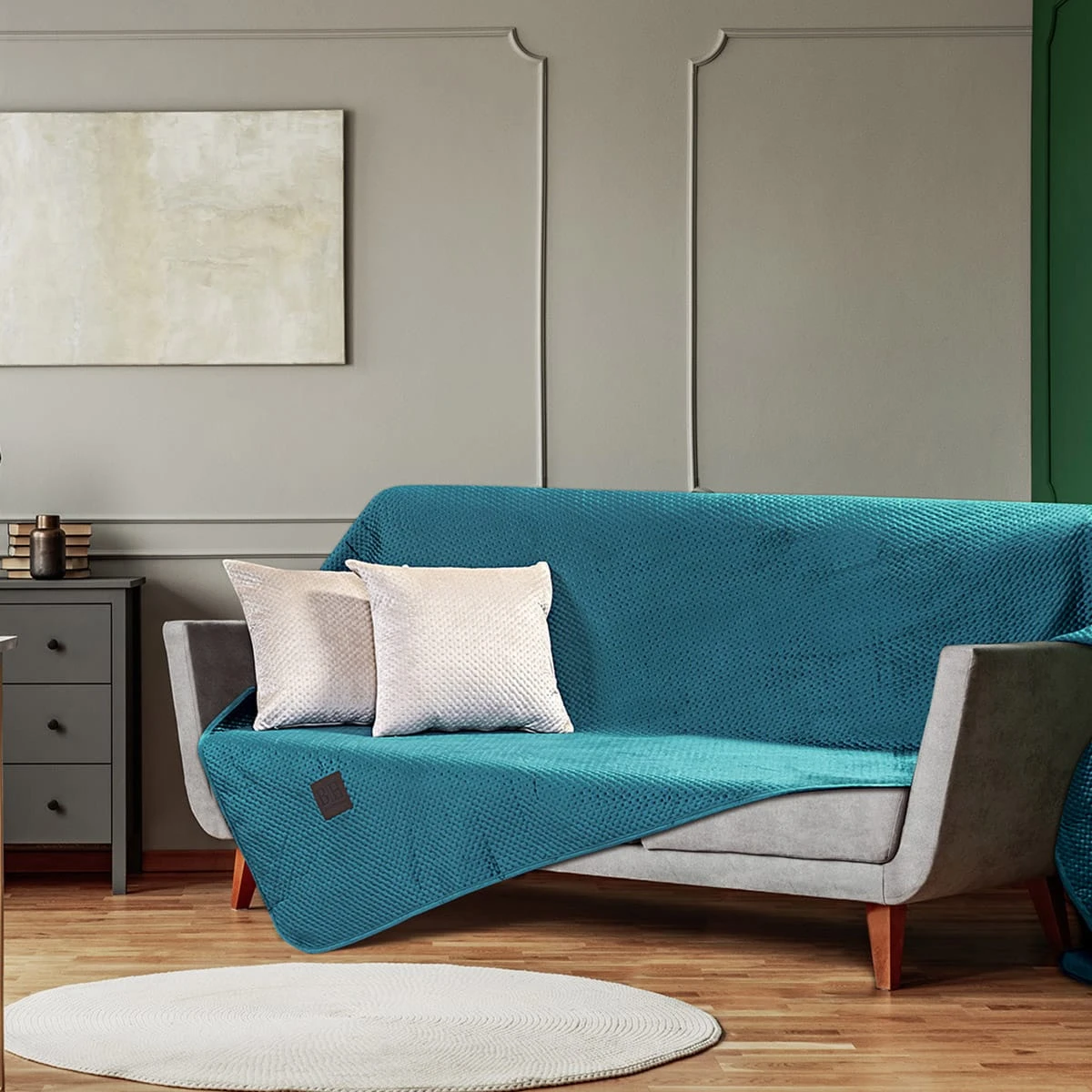 Beauty Home Ριχτάρι Τριθέσιο Velvety Art 8413 180x300 Πετρόλ