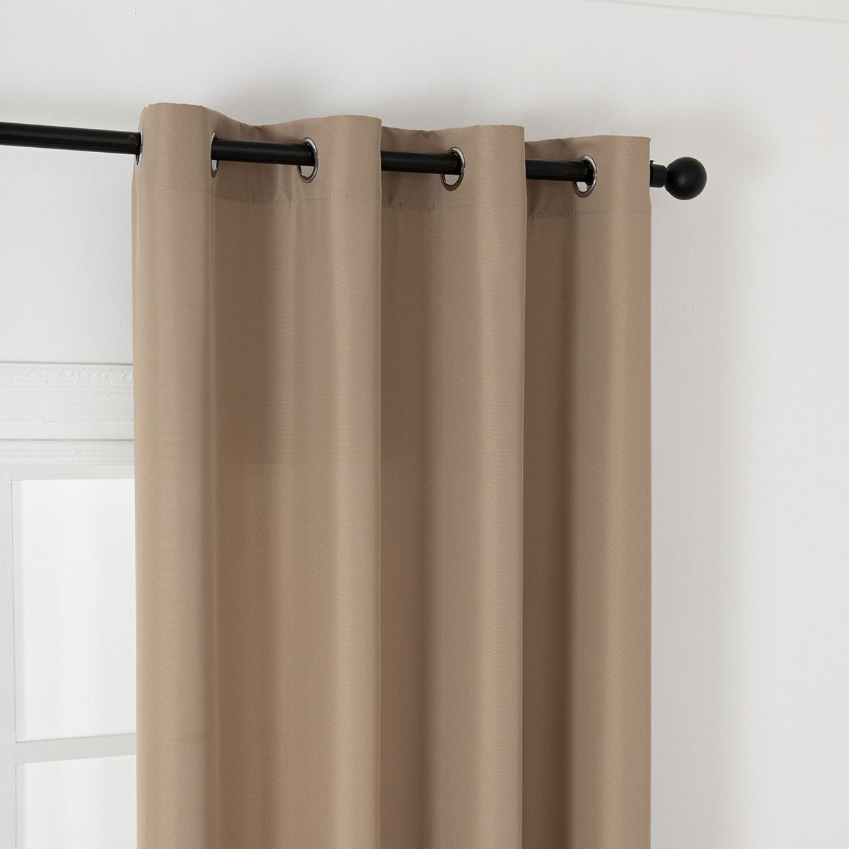 Beauty Home Κουρτίνα μεσαίας σκίασης με 8 μεταλλικούς κρίκους Effect Art 8443 140x270 Μπεζ