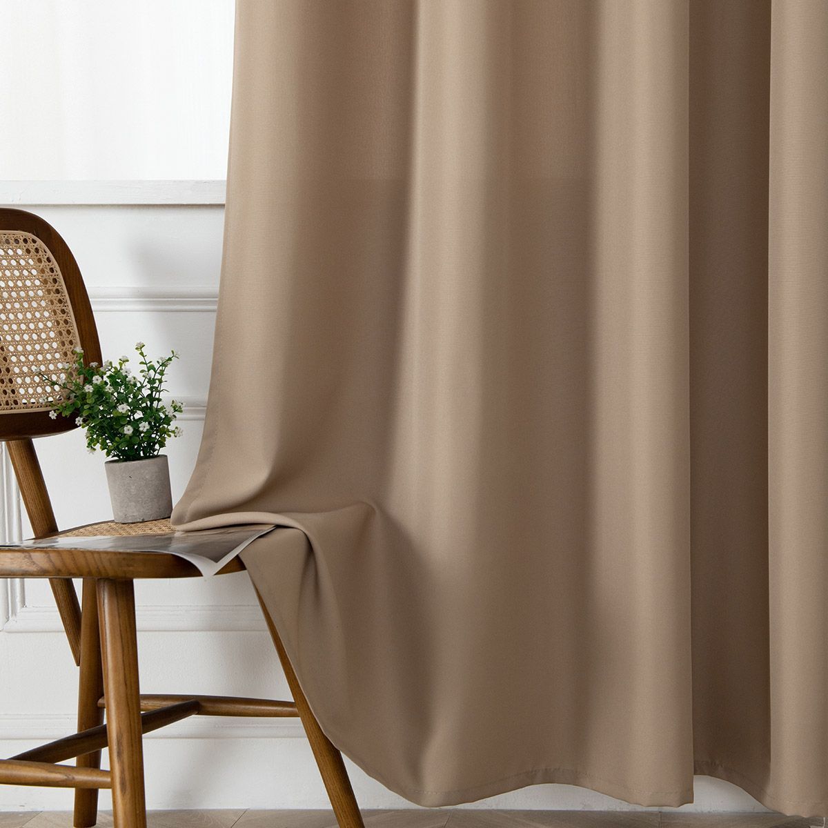 Beauty Home Κουρτίνα μεσαίας σκίασης με 8 μεταλλικούς κρίκους Effect Art 8443 140x270 Μπεζ