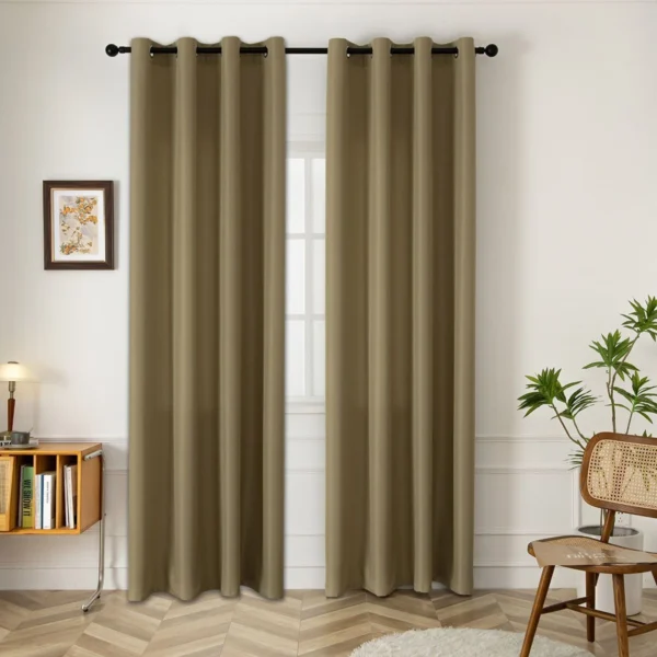 8443_olive Beauty Home Κουρτίνα μεσαίας σκίασης με 8 μεταλλικούς κρίκους Effect Art 8443 140x270 Λαδί