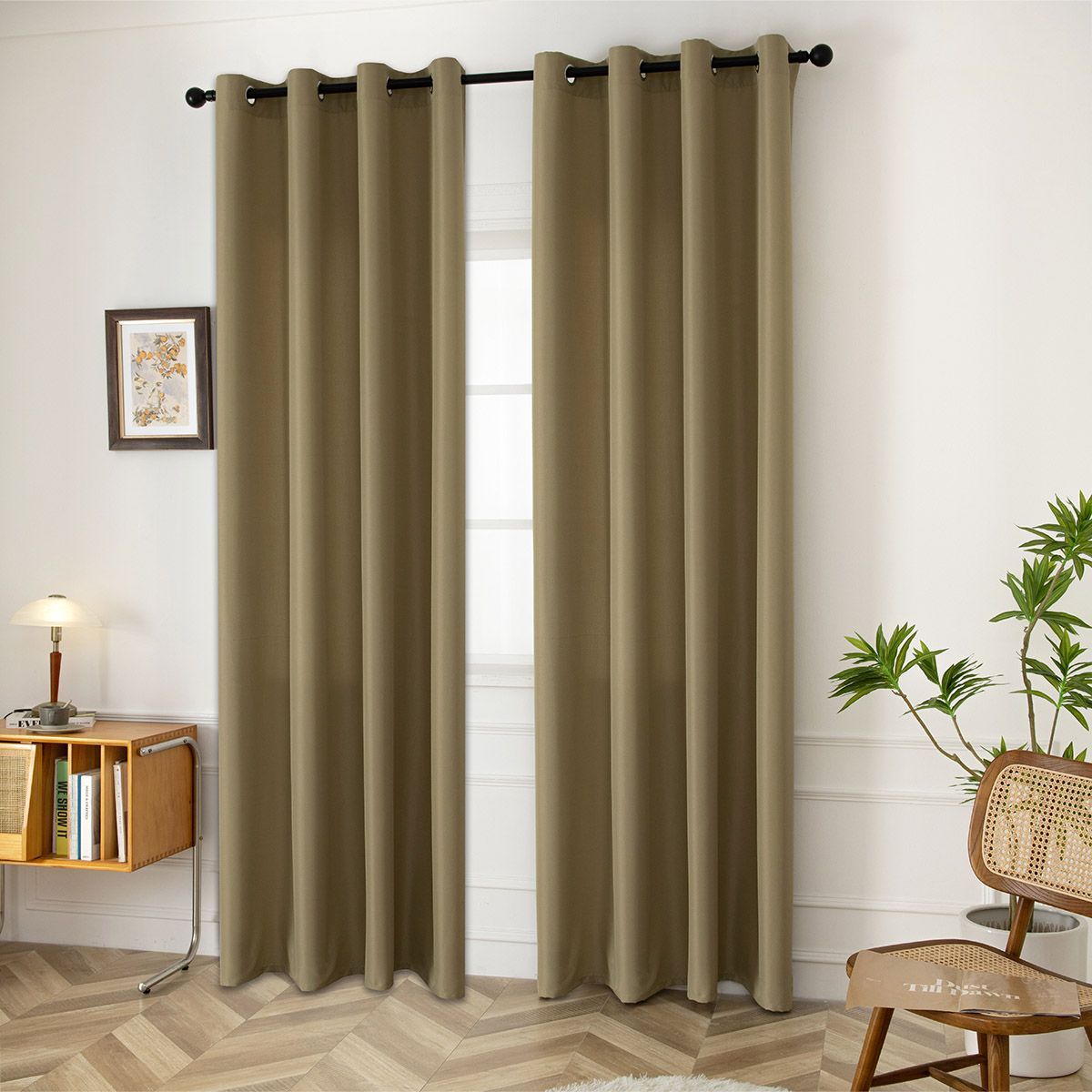 8443_olive_1 Beauty Home Κουρτίνα μεσαίας σκίασης με 8 μεταλλικούς κρίκους Effect Art 8443 140x270 Λαδί