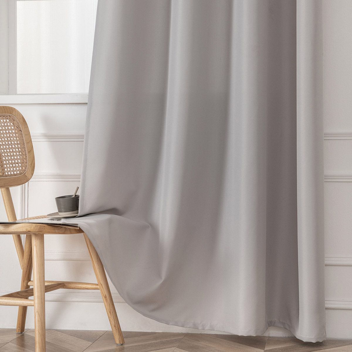 Beauty Home Κουρτίνα μεσαίας σκίασης με 8 μεταλλικούς κρίκους Effect Art 8443 140x270 Ασημί