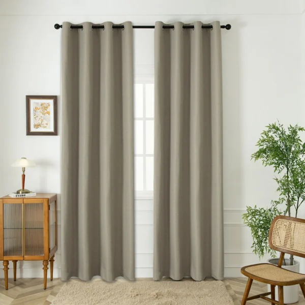 8444_sand Beauty Home Κουρτίνα Blackout Jacquard σκίασης με 8 μεταλλικούς κρίκους Glare Art 8444 140x270 Άμμου