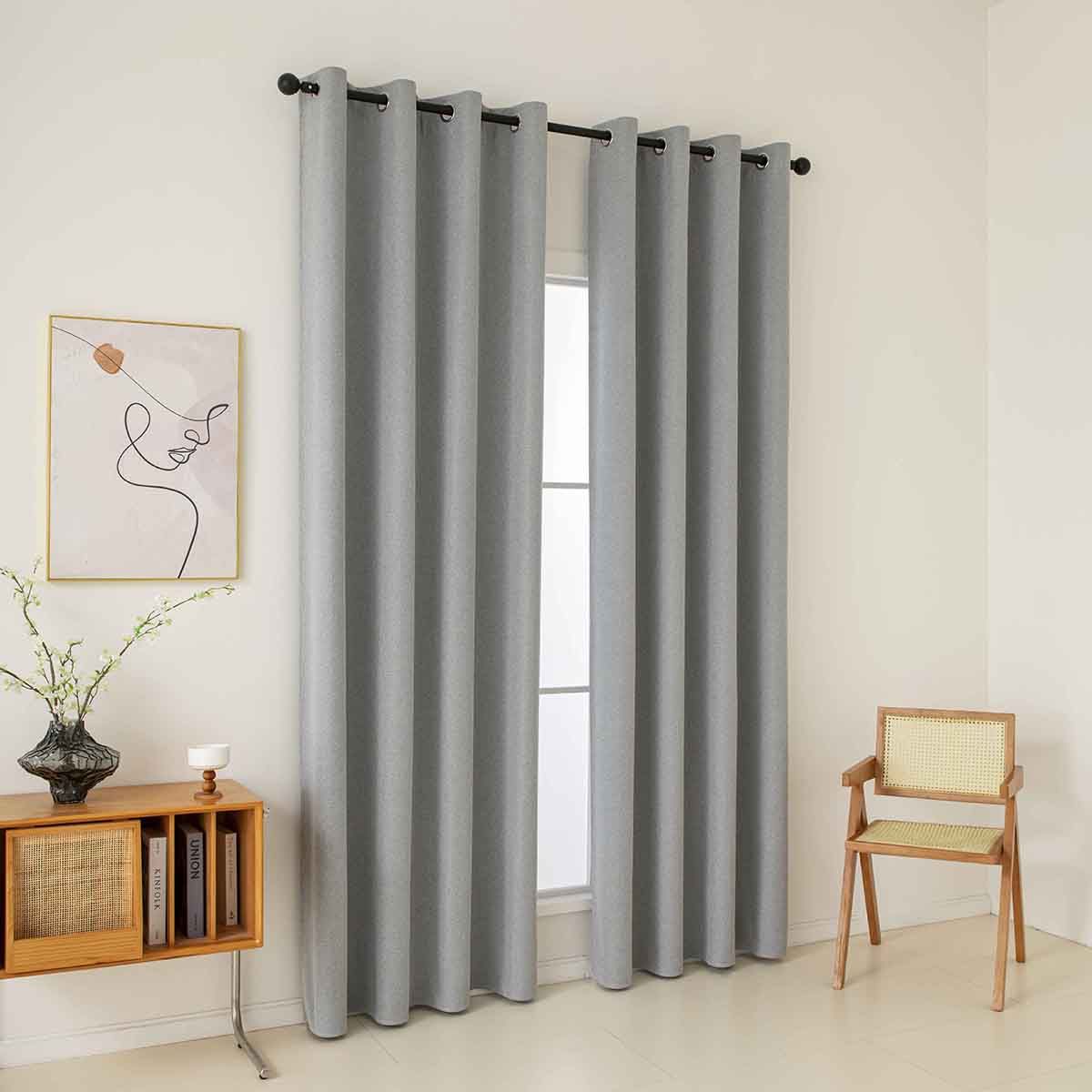 Beauty Home Κουρτίνα Full Blackout σκίασης με 8 κρίκους Total Art 8446 140x270 Γκρι