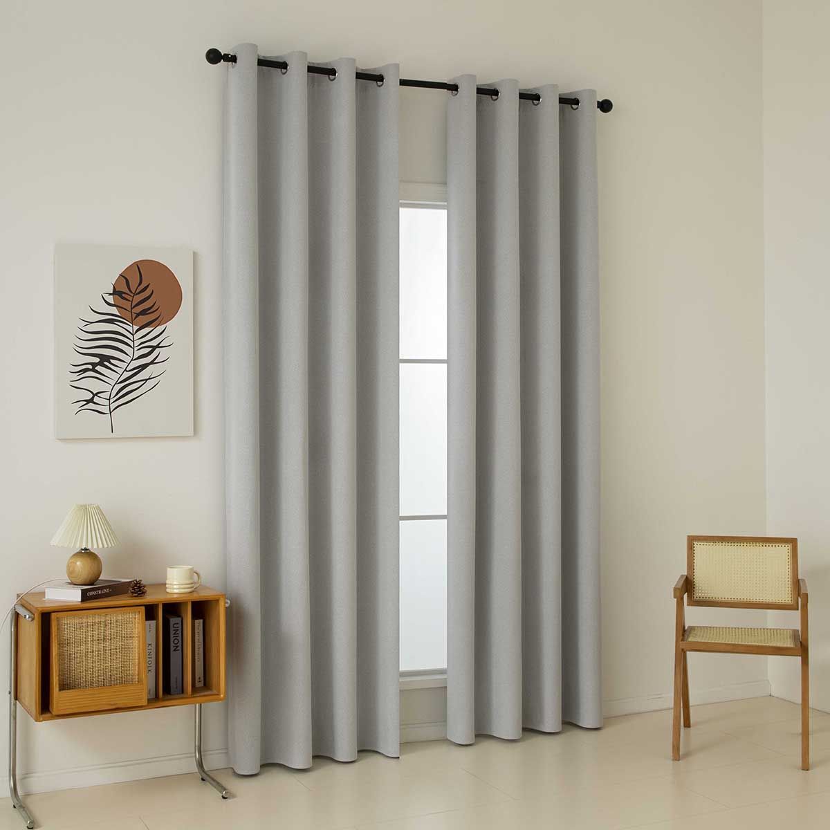 Beauty Home Κουρτίνα Full Blackout σκίασης με 8 κρίκους Total Art 8446 140x270 Ασημί