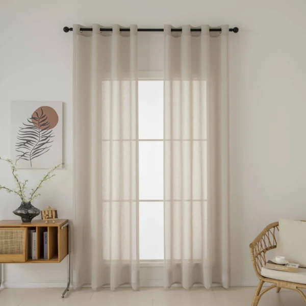 8447-Sand-scaled Beauty Home Κουρτίνα γάζα μονόχρωμη με 8 μεταλλικούς κρίκους Fit Art 8447 140x270 Μπεζ