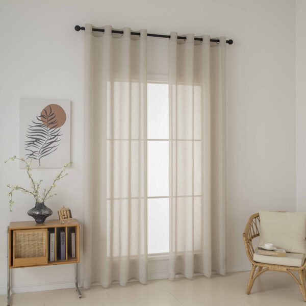 8447-s1-scaled Beauty Home Κουρτίνα γάζα μονόχρωμη με 8 μεταλλικούς κρίκους Fit Art 8447 140x270 Μπεζ
