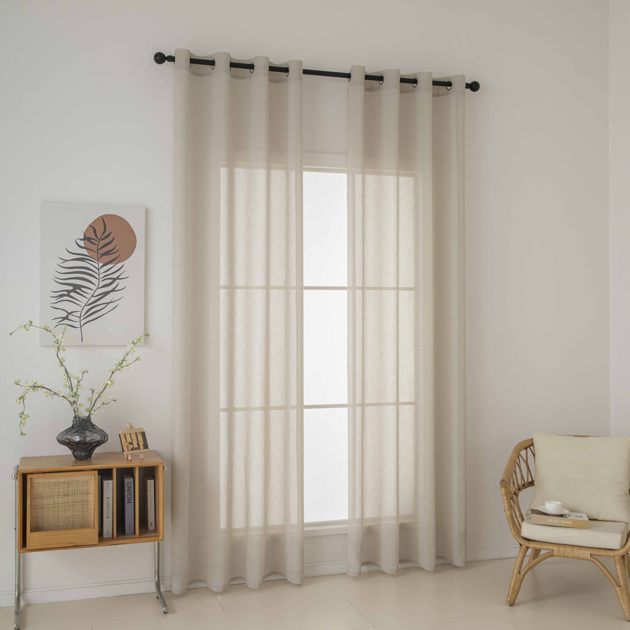 8447-s1-scaled Beauty Home Κουρτίνα γάζα μονόχρωμη με 8 μεταλλικούς κρίκους Fit Art 8447 140x270 Μπεζ