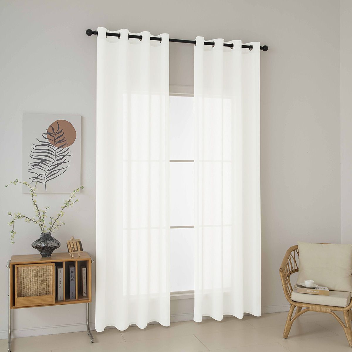 8447_ecru_1 Beauty Home Κουρτίνα γάζα μονόχρωμη με 8 μεταλλικούς κρίκους Fit Art 8447 140x270 Εκρού