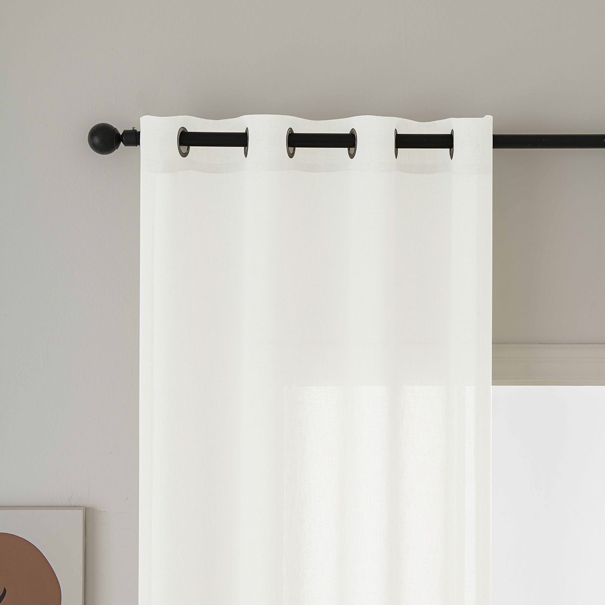 8447_ecru_4 Beauty Home Κουρτίνα γάζα μονόχρωμη με 8 μεταλλικούς κρίκους Fit Art 8447 140x270 Εκρού