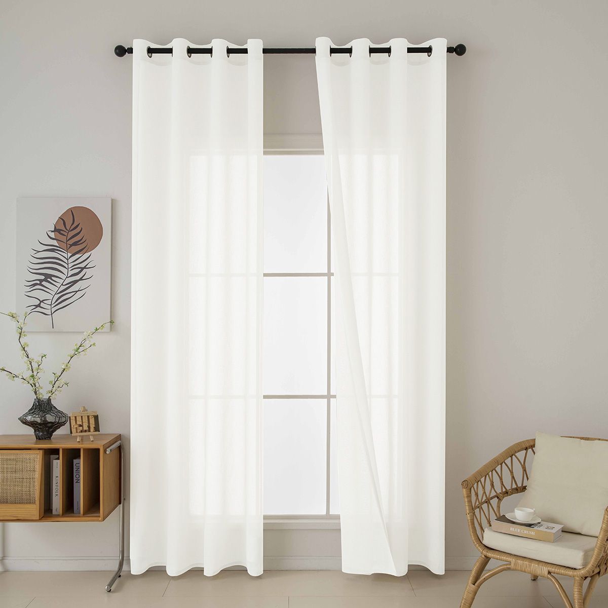 8447_ecru_6 Beauty Home Κουρτίνα γάζα μονόχρωμη με 8 μεταλλικούς κρίκους Fit Art 8447 140x270 Εκρού