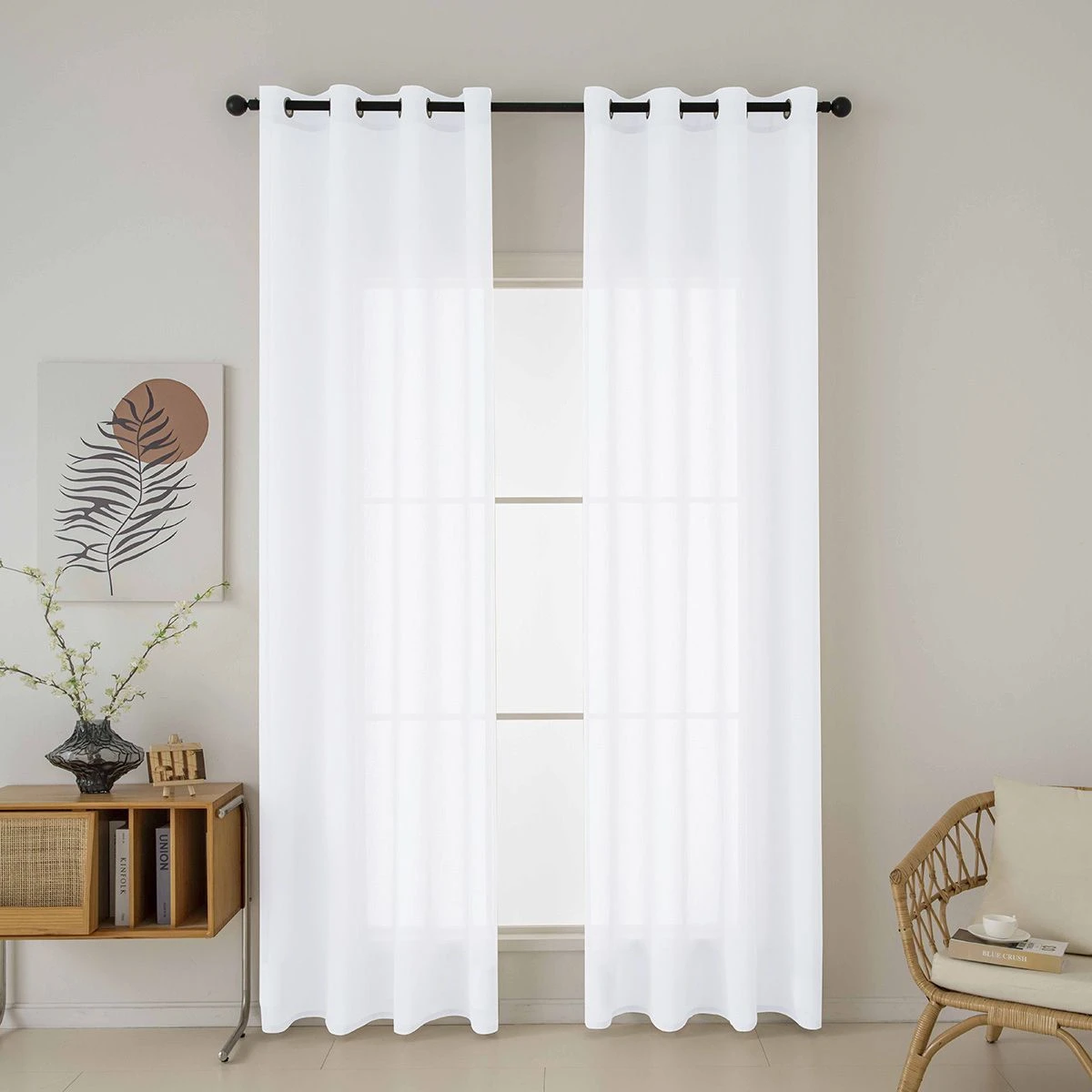 Beauty Home Κουρτίνα γάζα μονόχρωμη με 8 μεταλλικούς κρίκους Fit Art 8447 140x270 Λευκό