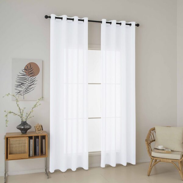 8447_white_1 Beauty Home Κουρτίνα γάζα μονόχρωμη με 8 μεταλλικούς κρίκους Fit Art 8447 140x270 Λευκό