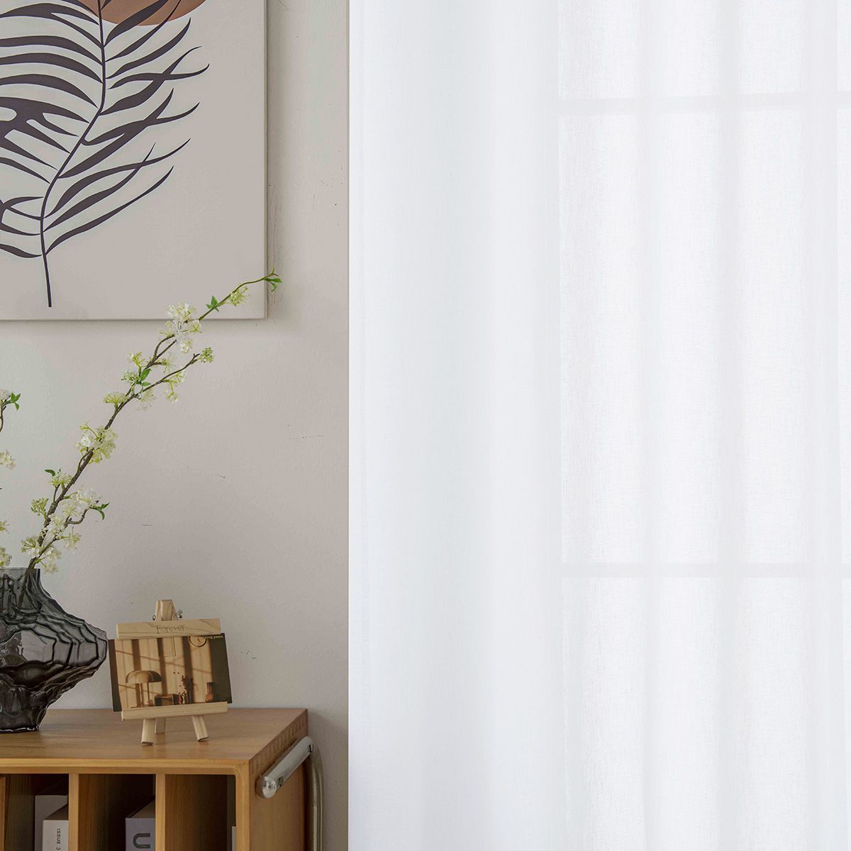 8447_white_2 Beauty Home Κουρτίνα γάζα μονόχρωμη με 8 μεταλλικούς κρίκους Fit Art 8447 140x270 Λευκό