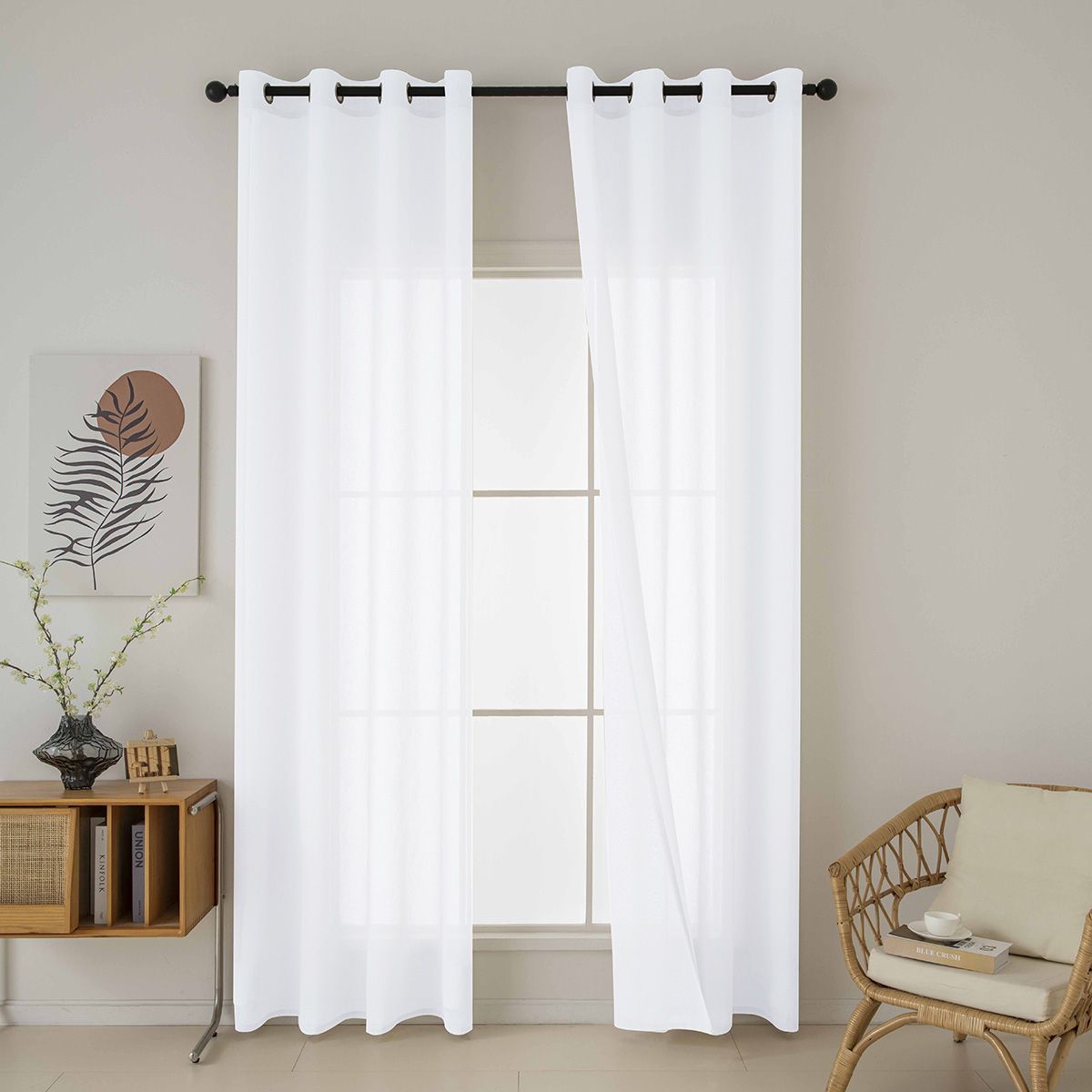 8447_white_6 Beauty Home Κουρτίνα γάζα μονόχρωμη με 8 μεταλλικούς κρίκους Fit Art 8447 140x270 Λευκό