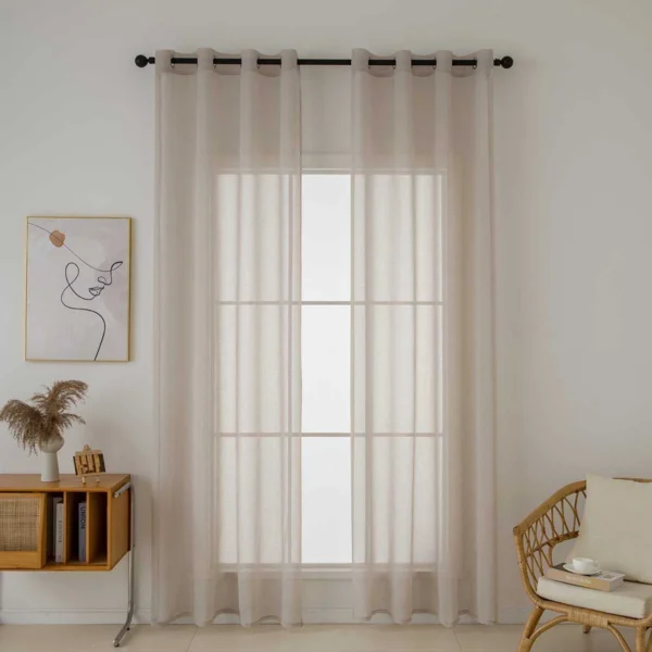 8448-Sand Beauty Home Κουρτίνα γάζα μονόχρωμη με 8 μεταλλικούς κρίκους Sharp Art 8448 140x270 Άμμου