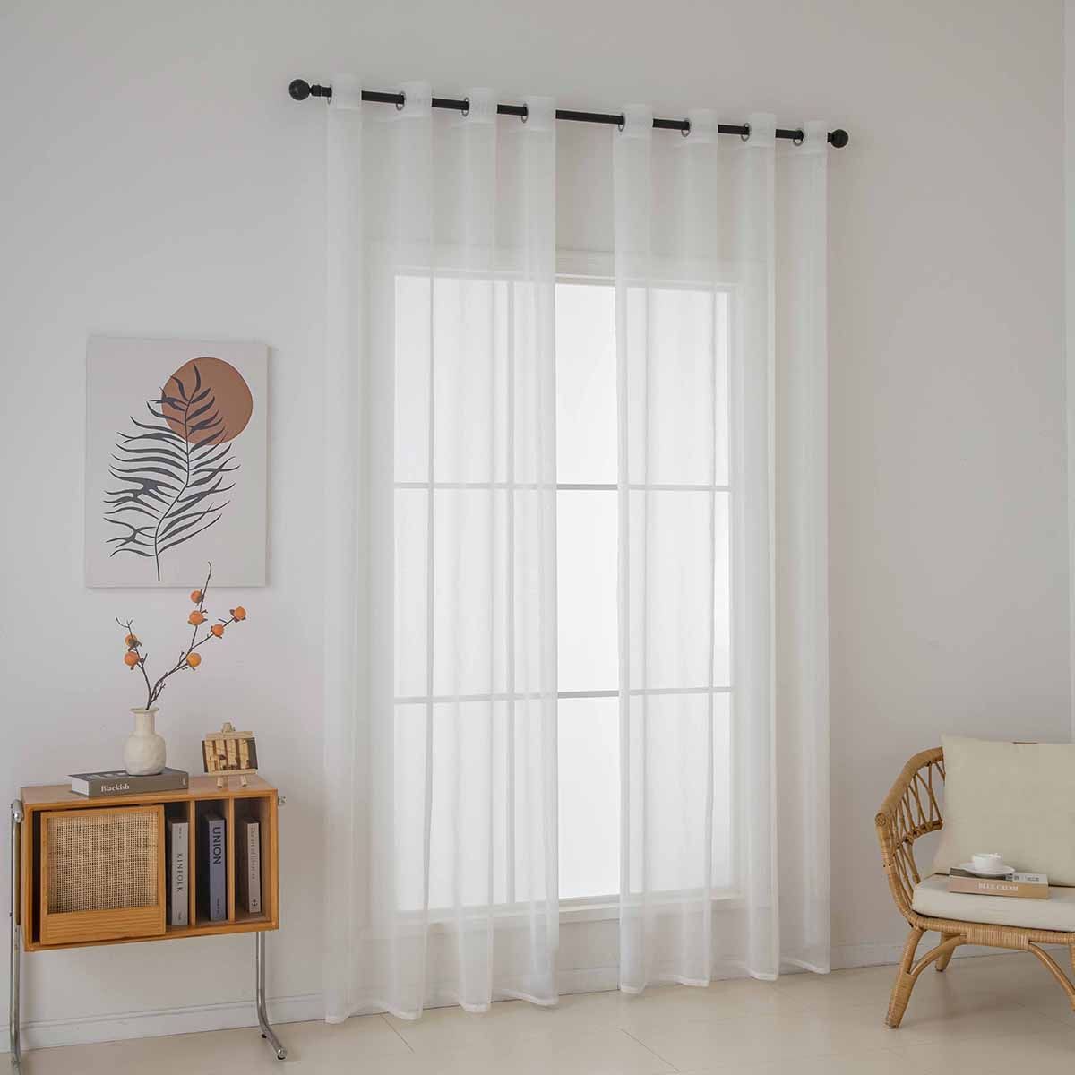 Beauty Home Κουρτίνα γάζα μονόχρωμη με 8 μεταλλικούς κρίκους Sharp Art 8448 140x270 Εκρού