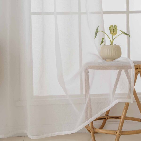 Beauty Home Κουρτίνα γάζα μονόχρωμη με 8 μεταλλικούς κρίκους Sharp Art 8448 140x270 Εκρού