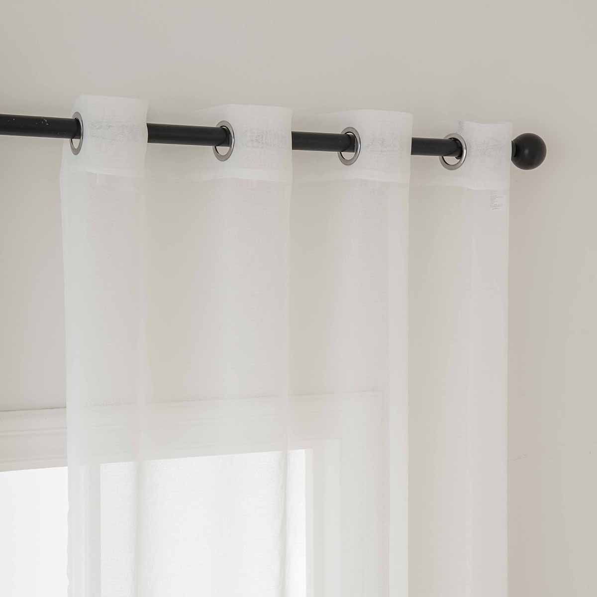 Beauty Home Κουρτίνα γάζα μονόχρωμη με 8 μεταλλικούς κρίκους Sharp Art 8448 140x270 Εκρού