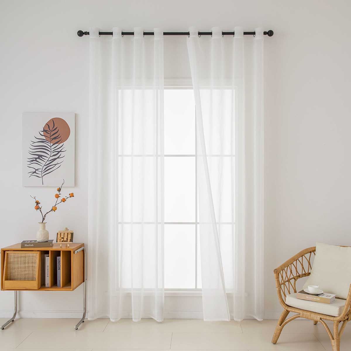 Beauty Home Κουρτίνα γάζα μονόχρωμη με 8 μεταλλικούς κρίκους Sharp Art 8448 140x270 Εκρού