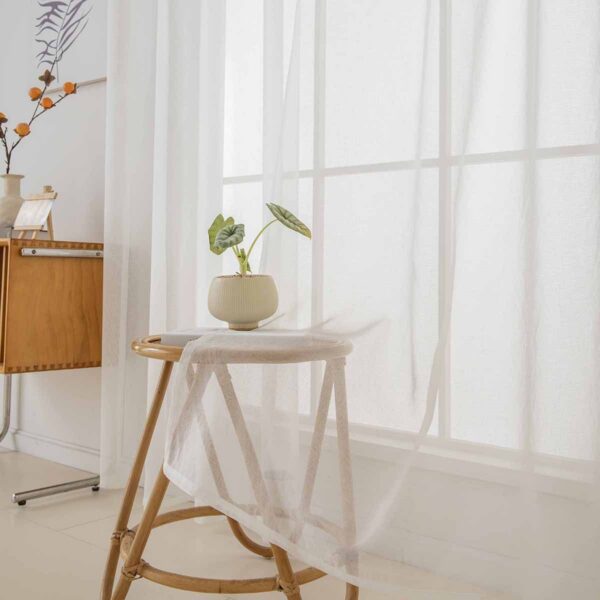 Beauty Home Κουρτίνα γάζα μονόχρωμη με 8 μεταλλικούς κρίκους Sharp Art 8448 140x270 Εκρού