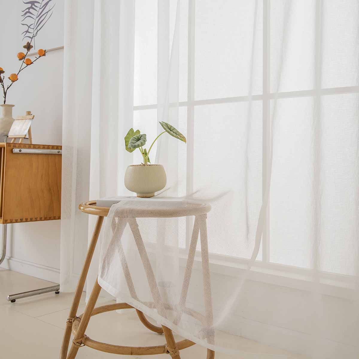 Beauty Home Κουρτίνα γάζα μονόχρωμη με 8 μεταλλικούς κρίκους Sharp Art 8448 140x270 Εκρού