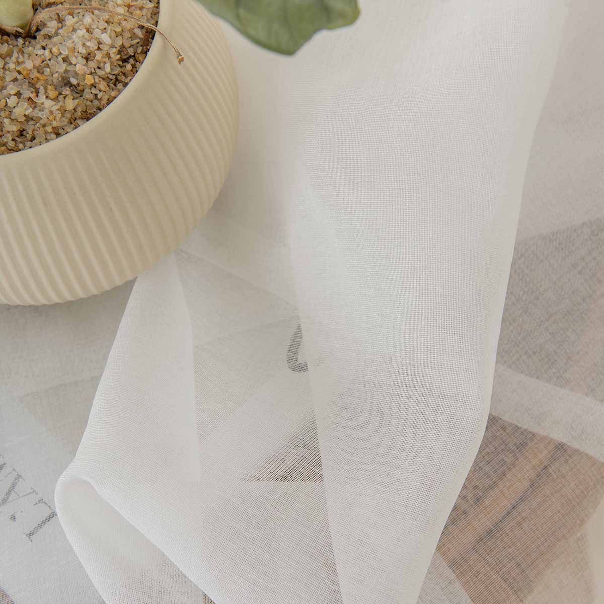 Beauty Home Κουρτίνα γάζα μονόχρωμη με 8 μεταλλικούς κρίκους Sharp Art 8448 140x270 Εκρού