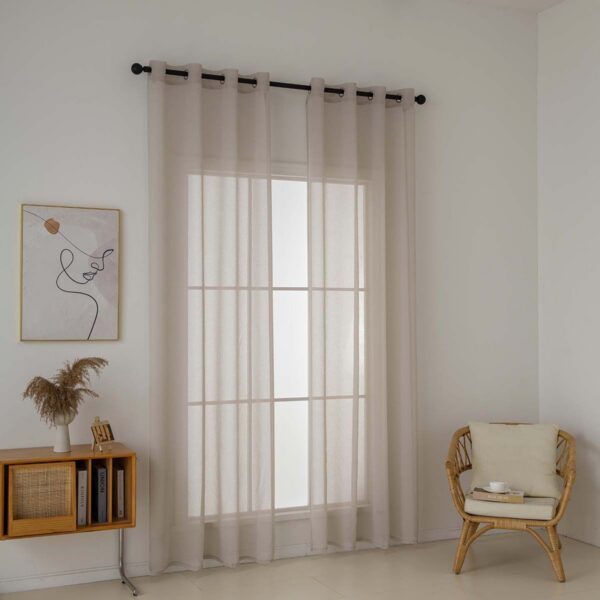 8448-s1 Beauty Home Κουρτίνα γάζα μονόχρωμη με 8 μεταλλικούς κρίκους Sharp Art 8448 140x270 Άμμου