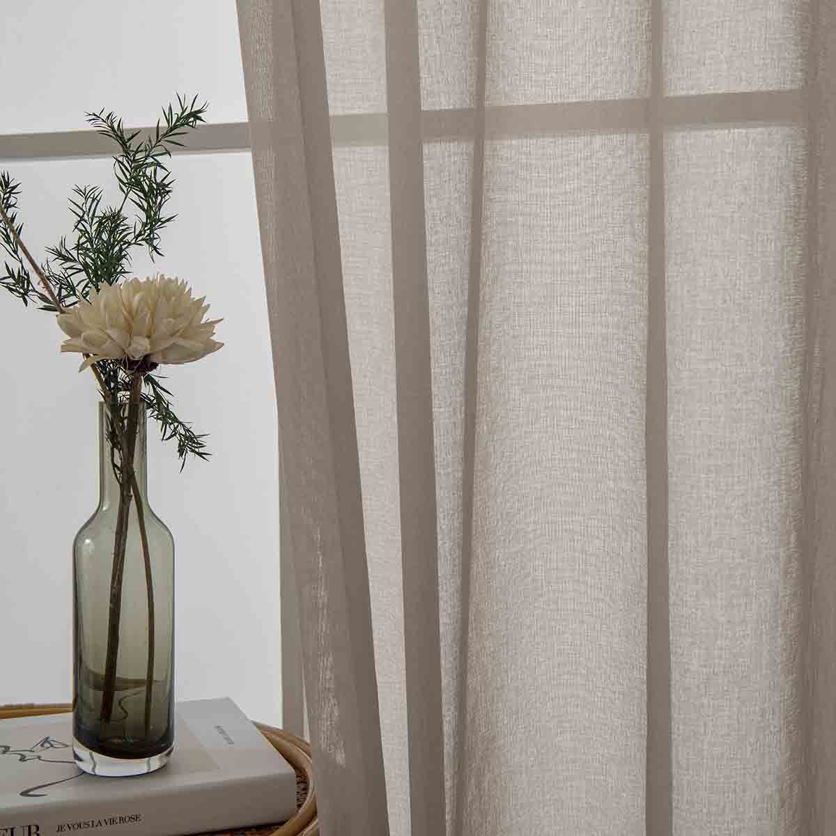 8448-s10 Beauty Home Κουρτίνα γάζα μονόχρωμη με 8 μεταλλικούς κρίκους Sharp Art 8448 140x270 Άμμου