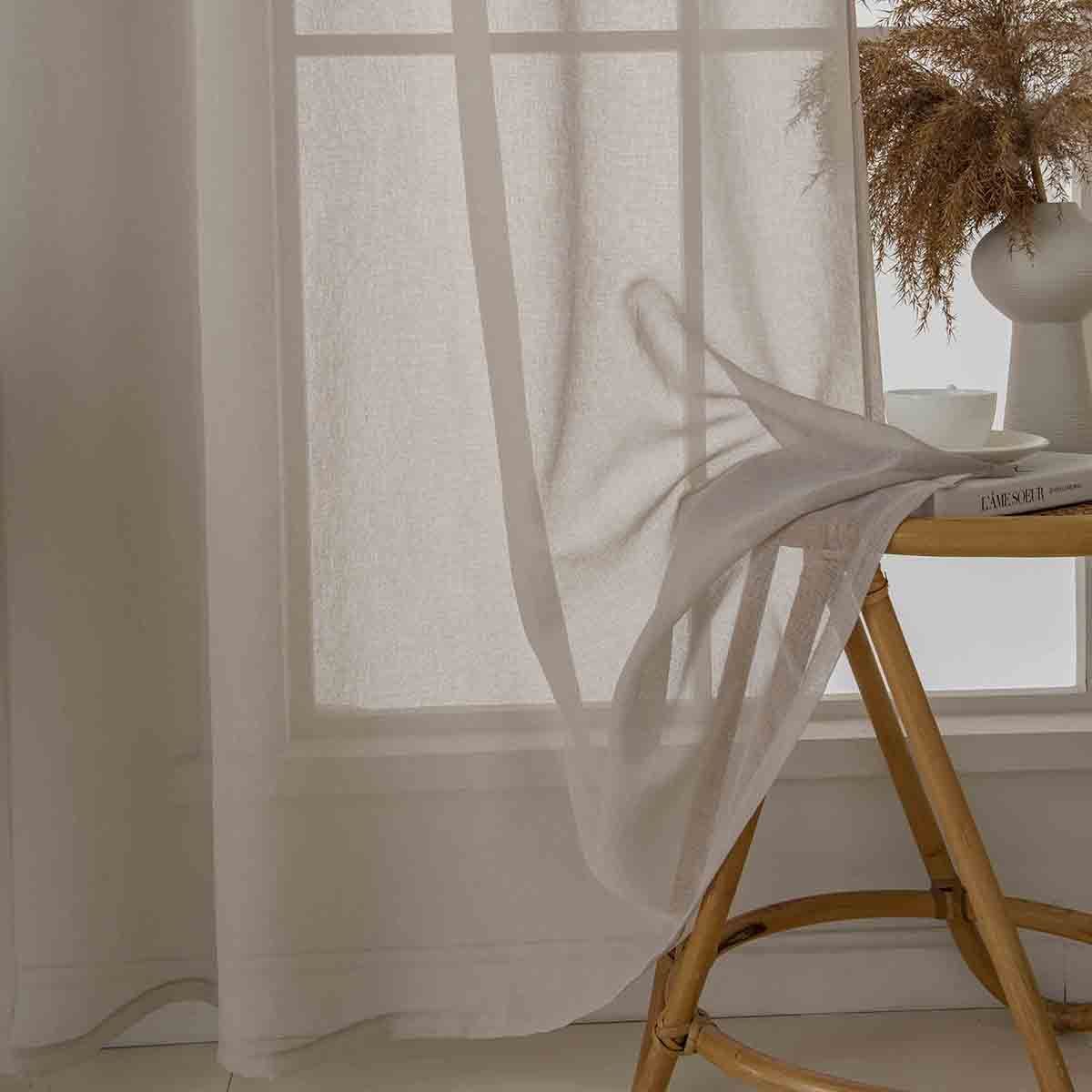 8448-s11 Beauty Home Κουρτίνα γάζα μονόχρωμη με 8 μεταλλικούς κρίκους Sharp Art 8448 140x270 Άμμου