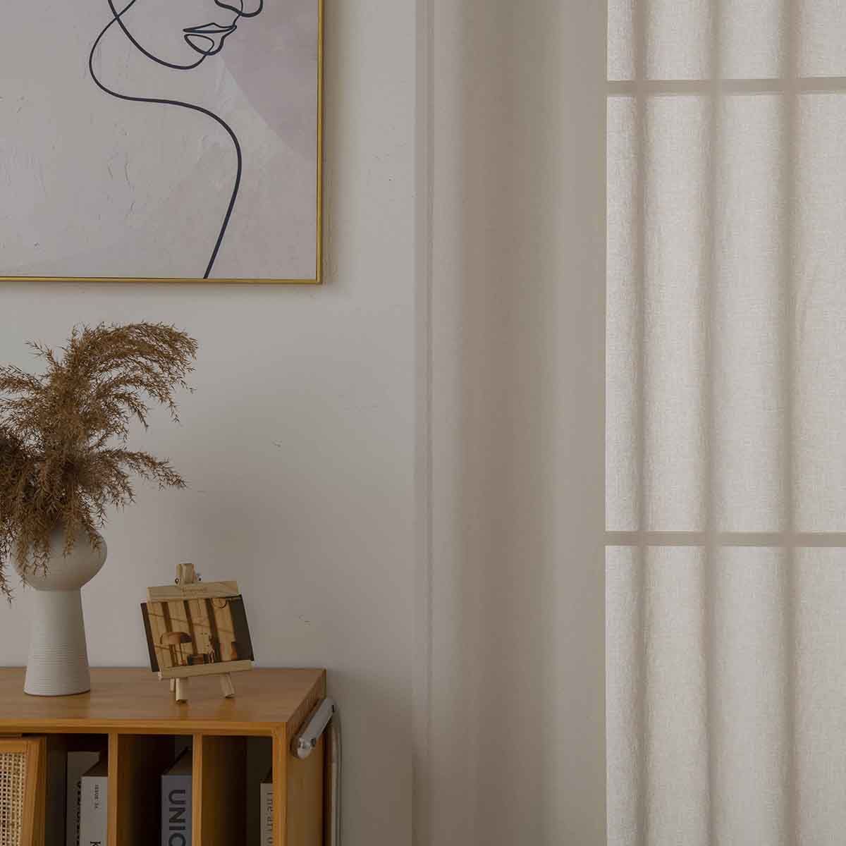 8448-s2 Beauty Home Κουρτίνα γάζα μονόχρωμη με 8 μεταλλικούς κρίκους Sharp Art 8448 140x270 Άμμου